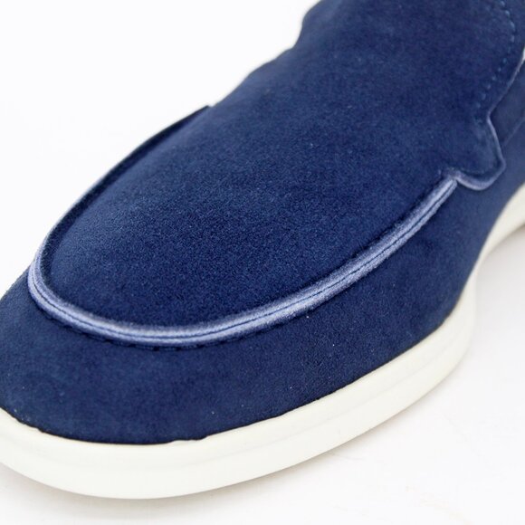 Zelli Italia Livorno Sueded Italian Goatskin Men’s Loafer Navy : Size 9 UK/US 10 - Picture 4 of 9